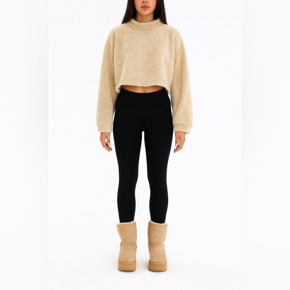 Cream Cropped Fleece Top - Picture 2 of 9